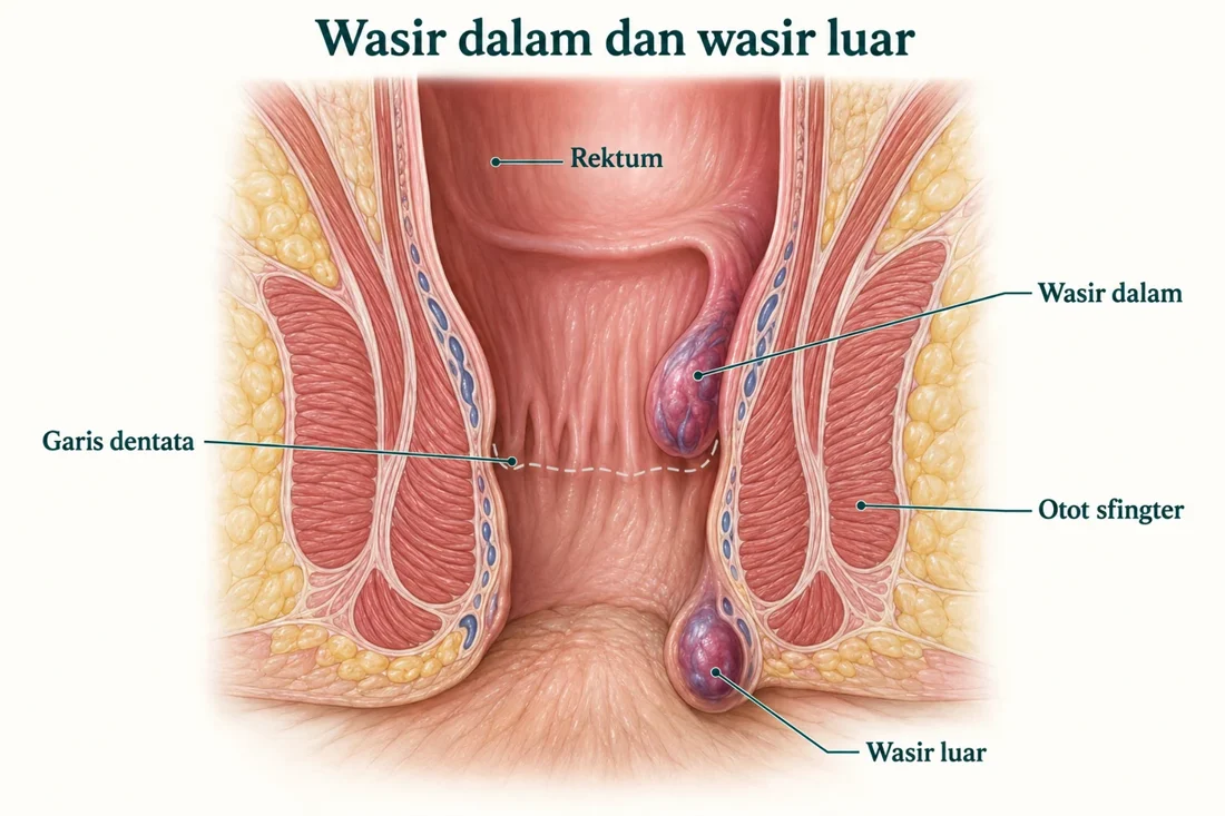 Ilustrasi edukasi wasir dan proktologi untuk kontrol pascatindakan wasir
